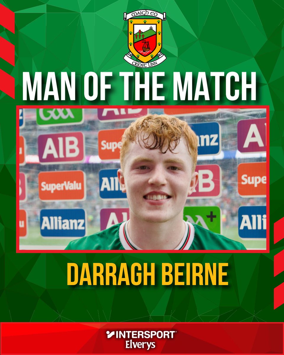 MayoGAA's tweet photo. 🏆 Well done to Darragh Beirne from @claremorrisgaa who was named Man of the Match after he kicked 0-07 points in today’s win 👏

#mayogaa #gaa https://t.co/Kmv1fU5yGb