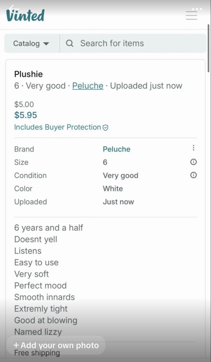 LightOnLiberty's tweet photo. There are children being sold on Vinted marketplace right now and Vinted isn't doing anything about it as they downplayed the claims.

The children are being sold disguised as toys, but in the description there's stuff like height gender, age, etc.

It's Wayfair all over again! https://t.co/c33mLuuja1