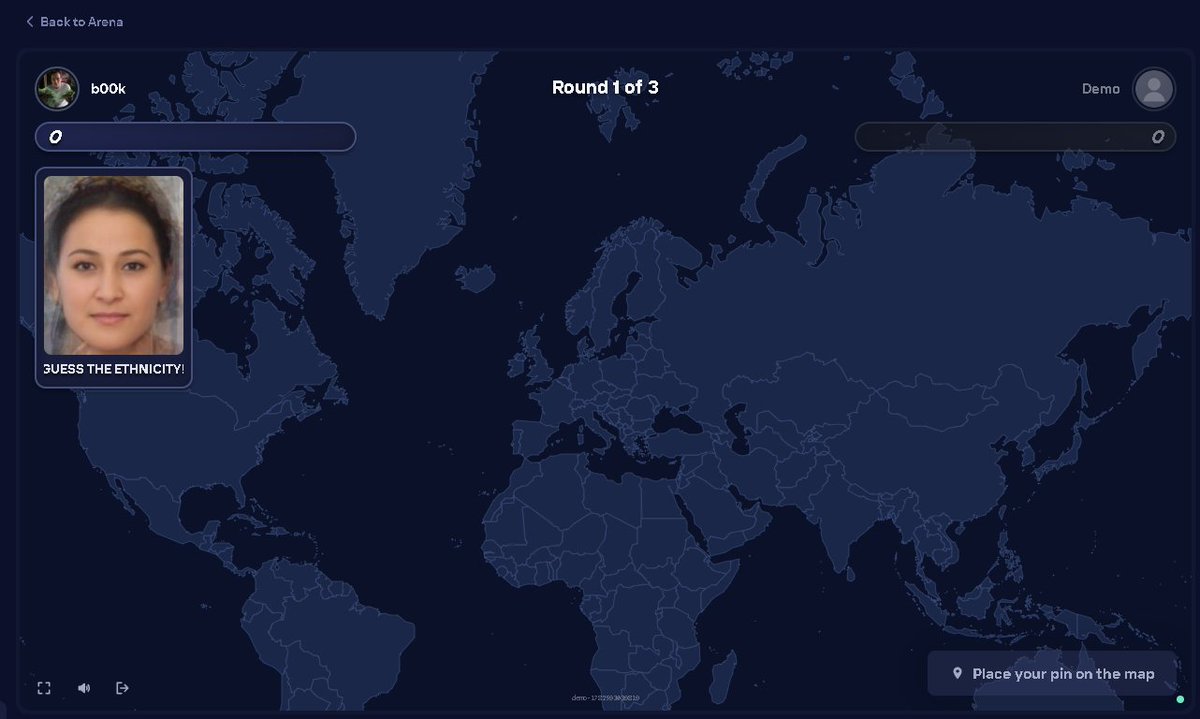 b00kuser's tweet photo. 🚨NEW GAME AVAILABLE ON @DUEL 

👳ETHNOGUESSER (guess the ethnicity)

⚔️Player vs Player you make your guesses on the map, after 3 rounds most points wins

⤵️Check out Duel Arena Games
https://t.co/M8wdiC4OLu https://t.co/j7AluQwSHf