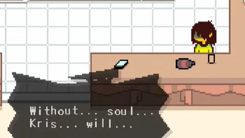 Dapuffster's tweet photo. @Zirkem Further evidence:
When the Knight speaks to Kris, they have two different colored fonts. The white one also mentions Kris in 3rd person despite talking to Kris. What if the white text is Noelle and the red is Kris? https://t.co/t7rjctqlc0