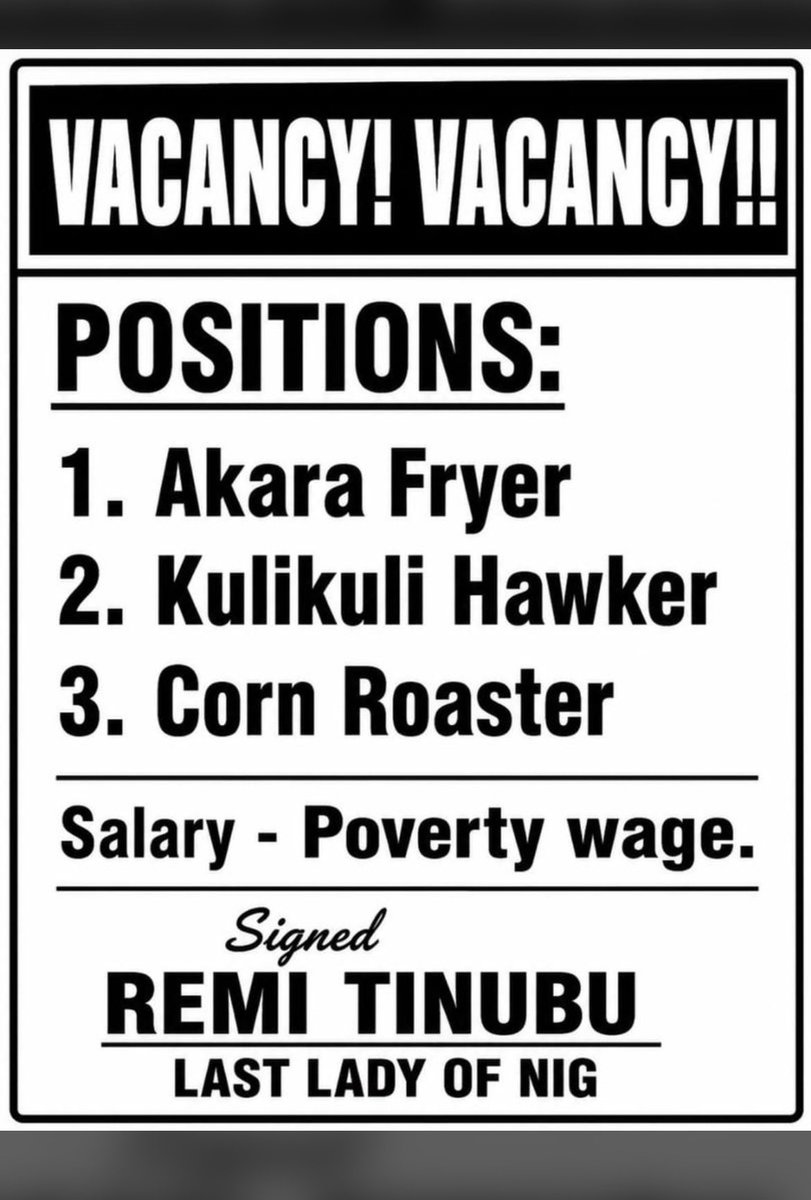 phenomclinton's tweet photo. Remi tinubu inspiration. 
Don’t forget to apply for a position because delay is dangerous, we Nigerians never see anything as we carry tribe for head the find good governance, it can only be better if Nigerians speak in one accord and it seems impossible why Nigerians 🤷‍♂️ https://t.co/pmGrvDWcOw