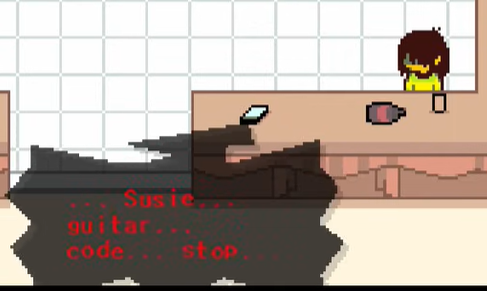 Dapuffster's tweet photo. @Zirkem Further evidence:
When the Knight speaks to Kris, they have two different colored fonts. The white one also mentions Kris in 3rd person despite talking to Kris. What if the white text is Noelle and the red is Kris? https://t.co/t7rjctqlc0