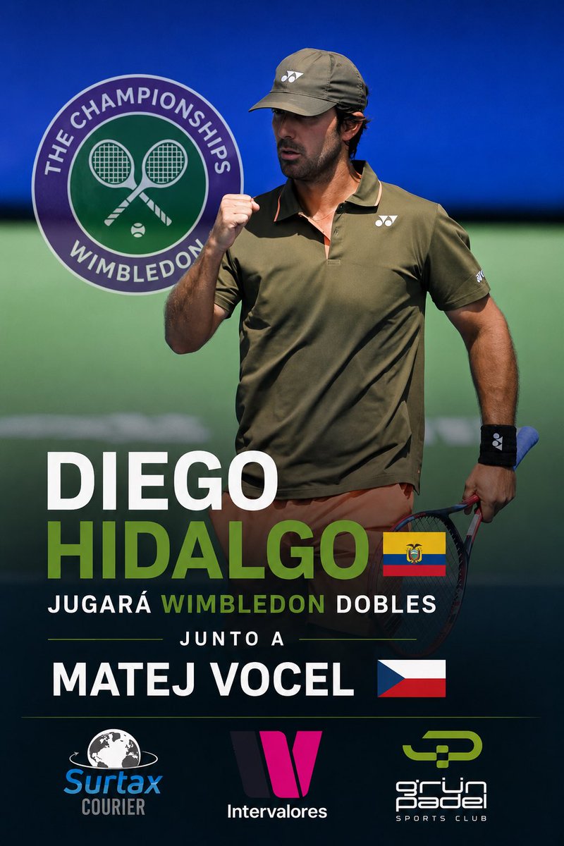 kennycastrog's tweet photo. Ecuatoriano 🇪🇨 #DiegoHidalgo jugará #Wimbledon dobles.
#KCtenis 🎾 https://t.co/LFoJXUCabP