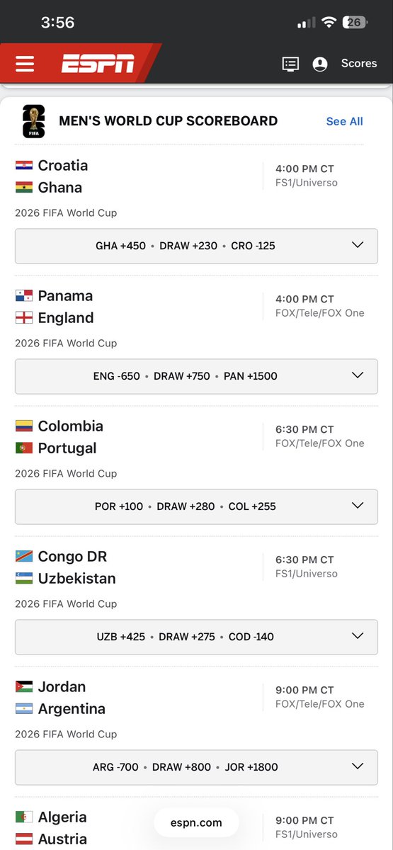 scripxrx's tweet photo. @espn why don’t you display the city or venue that these matches will occur. 

It would be great to know where these games are being played considering @FIFAcom is in North America. https://t.co/Sw8uOfJW2j