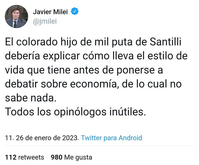Gustavomecheva's tweet photo. A ver que opinaba el mugriento incestuoso del "Colo" Santilli, alto candidato a Jefe de Gabinete... a ver... oooops... https://t.co/OXUuprUCwO