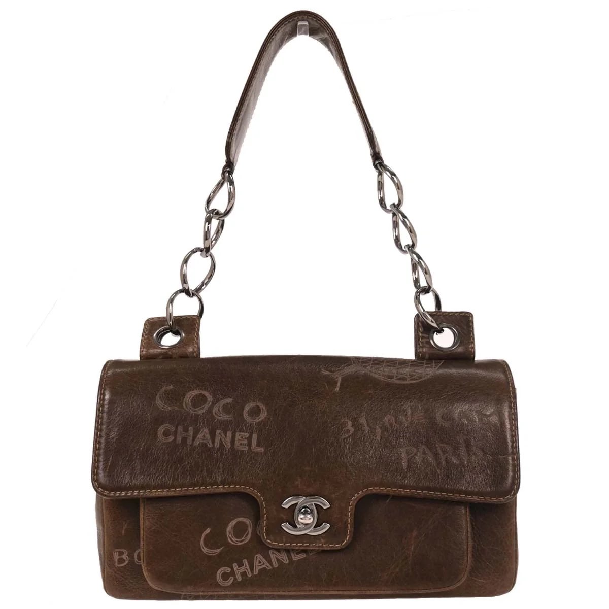 louisvuittyn's tweet photo. Chanel F/W ’03–’04 Brown Calfskin Mademoiselle Graffiti bag. https://t.co/lKc9CpVX3t