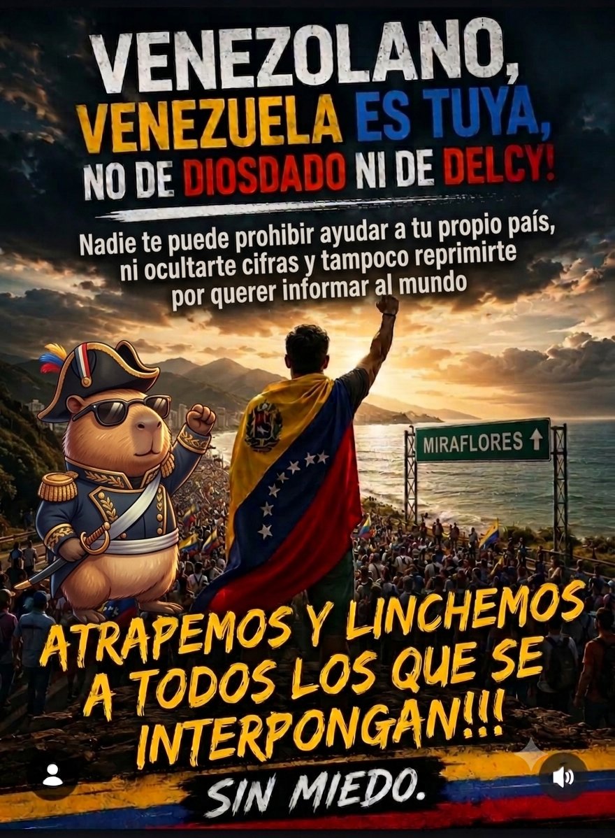 Balamcitoraw's tweet photo. @DonRRanDom Vamos y linchemos a todos los cómplices del régimen, tal parece qué sólo les causa placer todo esto!!! 😠👊🏽💥🇻🇪

#VenezuelaSeRespeta #Fuerasocialismo #Ayudemostodosjuntos #Misionderescate #Eslahora #Arrechostodos #Miraflores #State51 #Venezuela2026 #NoSoyBot #Urgente #Emergencia https://t.co/f2hBAClBPj