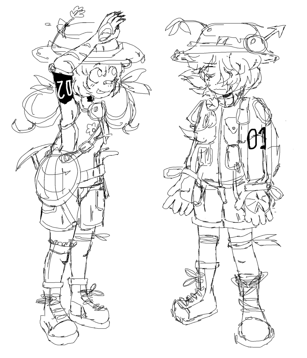 fourdeadbirds's tweet photo. wanted to design trans characters since it was pride month but i feel as though these sketches tragically didn't come out moe enough.  tragic https://t.co/Bw1JU2e7ko