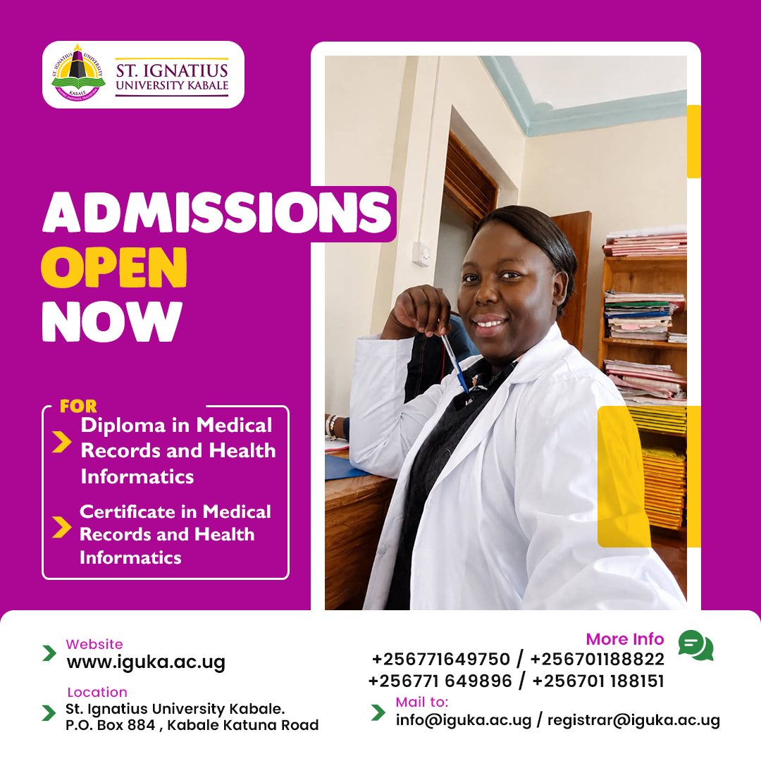 Ignatius_Univ's tweet photo. 1.Diploma in Medical Records and Health Informatics is offered on both Weekend and Full-Time basis.  

2.Certificate in Medical Records and Health Informaticsis offered on a Full-Timebasis. https://t.co/Mc68893IuZ
