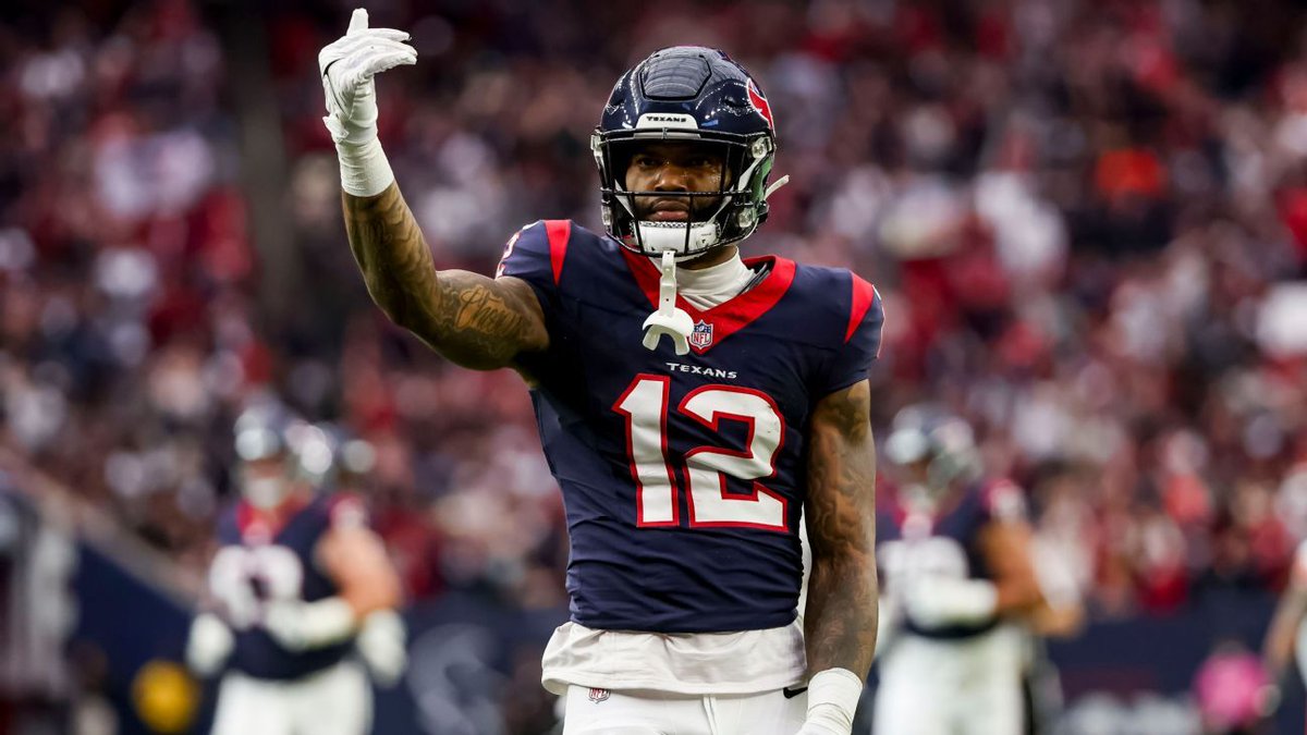 FTNFantasy's tweet photo. Nico Collins is the ultimate dynasty buy for @MattOkada at his current WR14 discount. 

With CJ Stroud, Collins' 17-game pace is a massive 1,384 yards &amp; 8.5 TDs. His 2.8 yards per route run since 2023 trails only Puka Nacua, making him a prime target to acquire in dynasty 👀 https://t.co/mlAdevnYIK