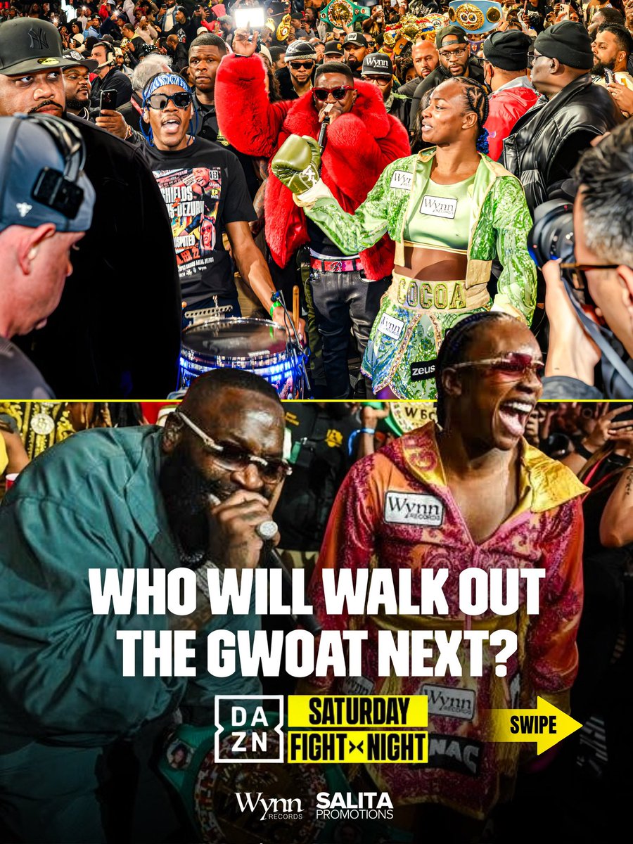 SalitaProm's tweet photo. The GWOAT is bringing the heat to Atlanta on August 15th.
Who will walk out @Claressashields next?
Aug 15th in @StateFarmArena ๐ฅ
๐๏ธ Tickets on sale now link in bio.
๐บ Live on @DAZNBoxing
#ShieldsScott https://t.co/VM8uJlZsfM