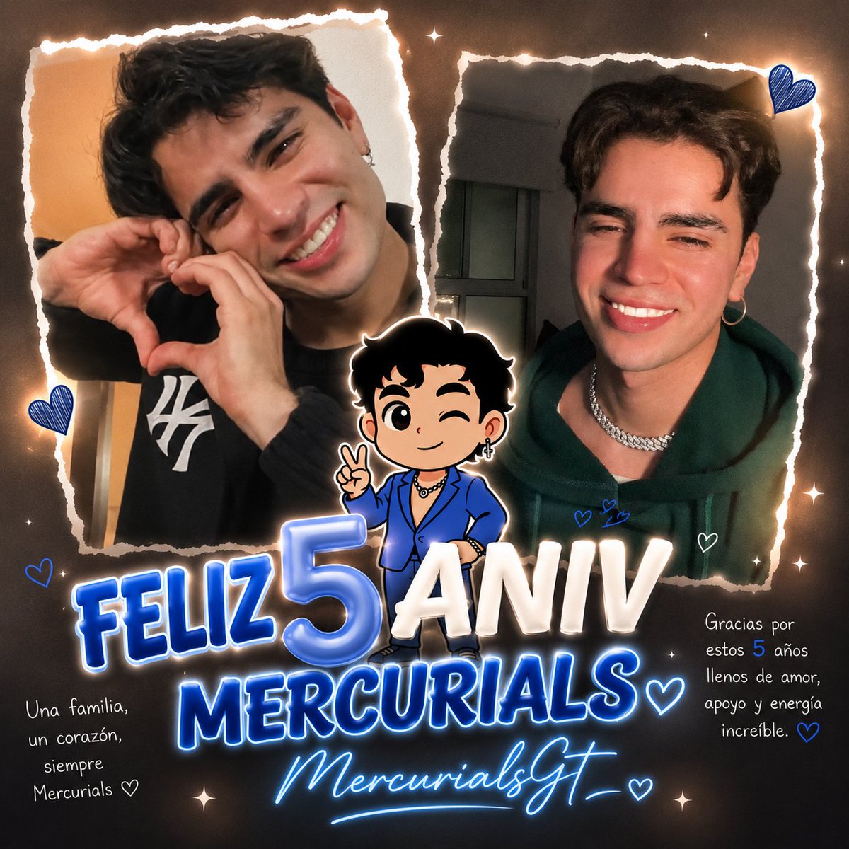 mercurialsgt's tweet photo. 🎉💙 FELIZ 5° ANIVERSARIO, MERCURIALS 💙🎉
Cinco años de apoyo, amistad, emociones y recuerdos inolvidables. Gracias a cada Mercurial que ha formado parte de esta hermosa comunidad, demostrando que juntos somos más fuertes.

FELIZ 5 ANIV MERCURIALS 
#AaronMercury #fandom https://t.co/HNKXyEkCrQ