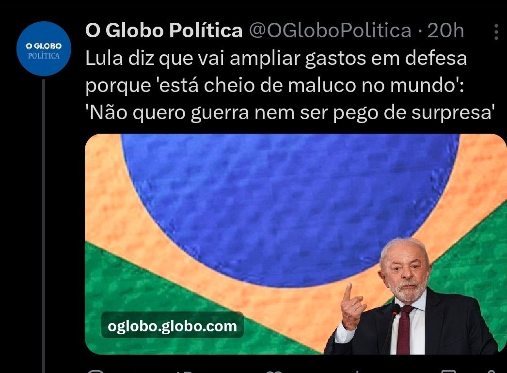 lucaspavanato's tweet photo. Lula disse: “Está cheio de NEGO MALUCO no mundo”. 

Por que a @folha e o @oglobopolitica omitiram a palavra “nego”?

Se fosse um candidato de direita, já teria textão o acusando de racismo.

O jornalismo brasileiro acabou. https://t.co/9RwbsSHJSU