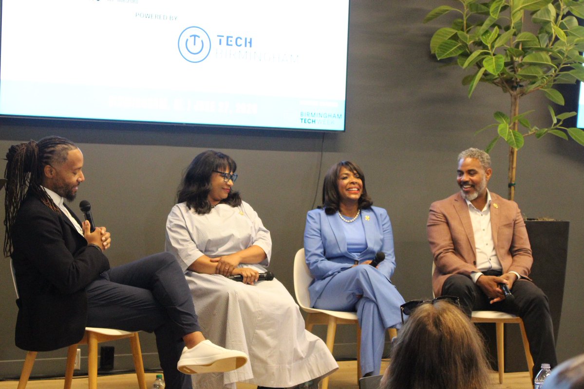 RepTerriSewell's tweet photo. As Birmingham Tech Week comes to a close, I had the honor of participating in a fireside chat with @RepHorsford, @RepBynum, and TechBirmingham’s @deongordon.

We must ensure that every community benefits from the rapid advancements in technology that are reshaping our economy and our lives. Conversations like this will help inform our policymaking in the months and years ahead.