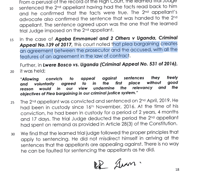Lawpointuganda's tweet photo. A plea bargaining creates an agreement between the prosecutor and the accused, with all the features of an agreement of contract law https://t.co/iHGWfs76Ea