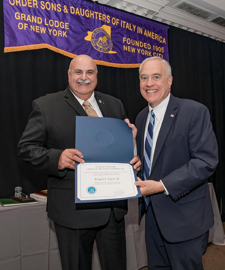 NYSComptroller's tweet photo. It was a pleasure to attend the 118th @Sons_of_Italy State Convention yesterday in Albany. This remarkable organization unites the Italian American community and uplifts our shared heritage to ensure it remains strong for generations. https://t.co/5frF0c6YT6