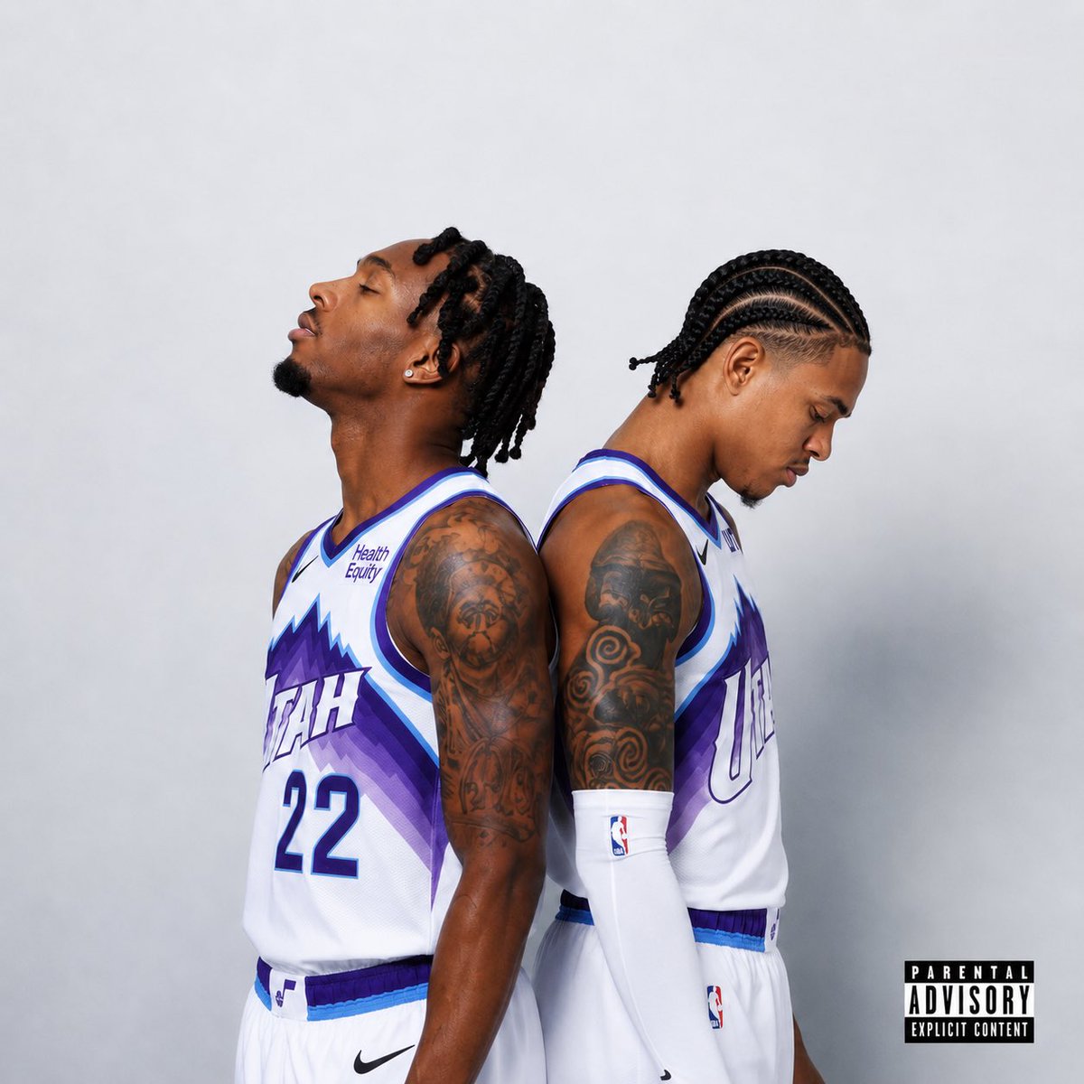 colby_colonel's tweet photo. Tried the AI trend of recreating the Black Beatles album cover using Keyonte and DP…. 

Turned out so tough haha! We might need a tee shirt! 👀 https://t.co/hkQlIaT0oK