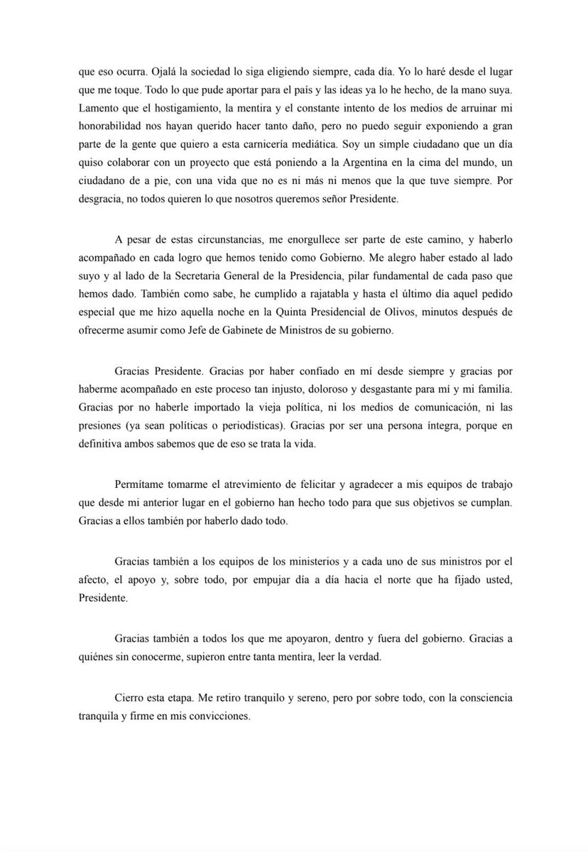 madorni's tweet photo. Gracias por su confianza Presidente. Ha sido un verdadero honor.

Fin. https://t.co/AJyuy6nDOY