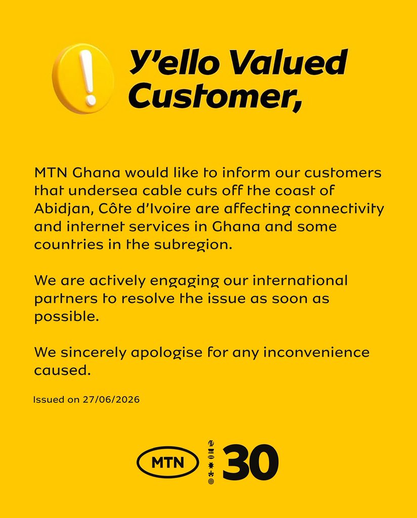 MTNGhana's tweet photo. Dear Valued Customer, kindly take note. https://t.co/klwPPkXJD1