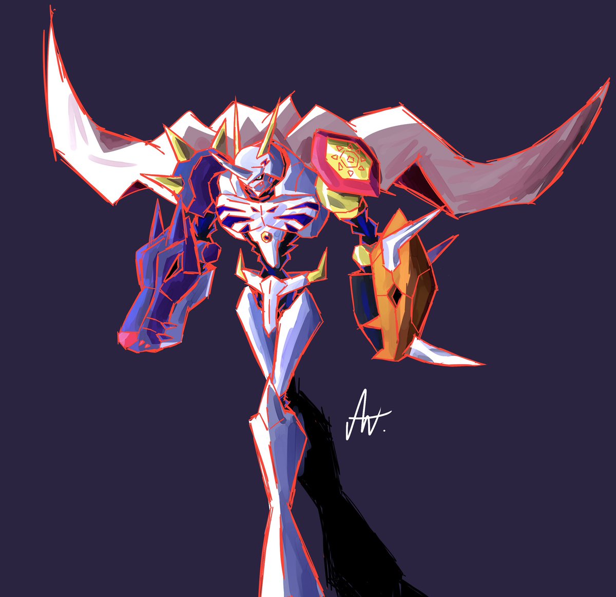 ANTI_100_'s tweet photo. I love drawing Omegamon https://t.co/cIBaDGwpLm