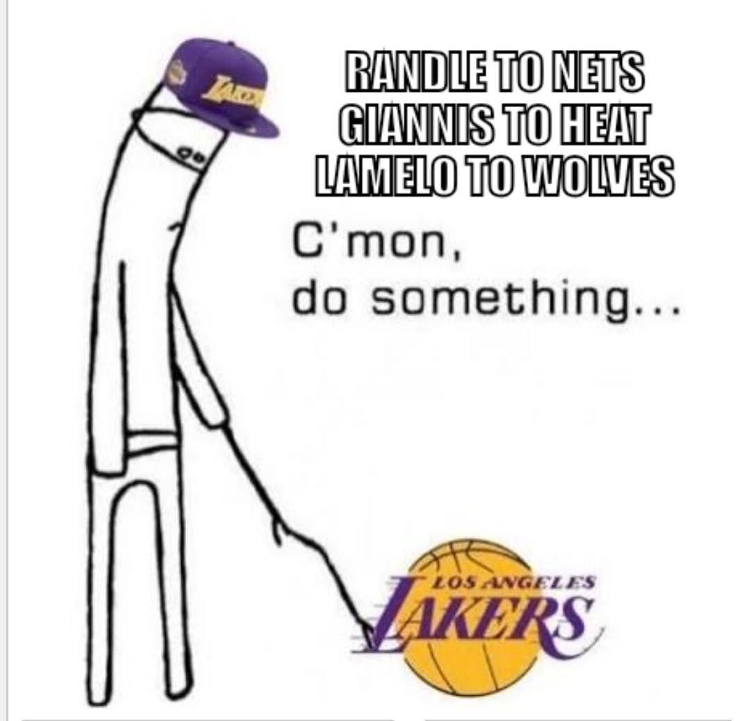 NBAMemes's tweet photo. Lakers fans watching the entire NBA blow up the trade market https://t.co/GYH2GRIFrd