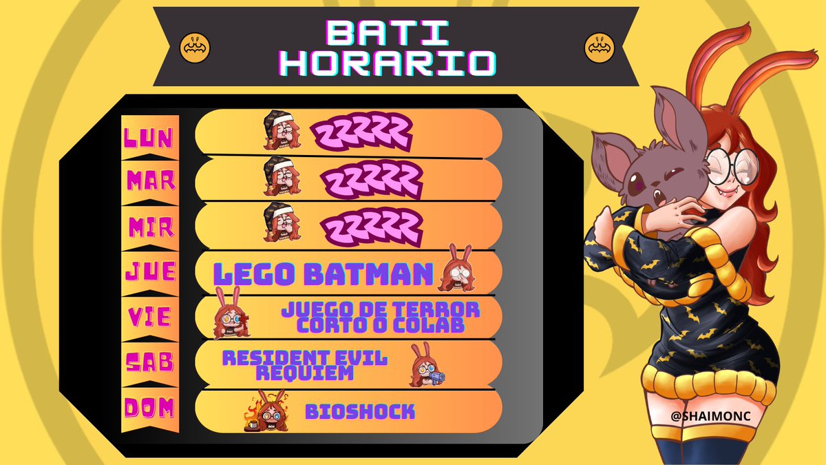 BatTiifa44236's tweet photo. Batii horario actualizado 🦇
Jueves 🦇 estamos terminando el legó Batman 1 
Viernes 🦇 a veces probamos batiiDemos o colabs o pagamos apuestas 
sábado 🦇  Comenzamos Resident evil Requiem
Domingo 🦇 Seguimos con BioShock 1

Cualquier Batii Cambio será informado previamente 🦇 https://t.co/GOJMo2ZhCz