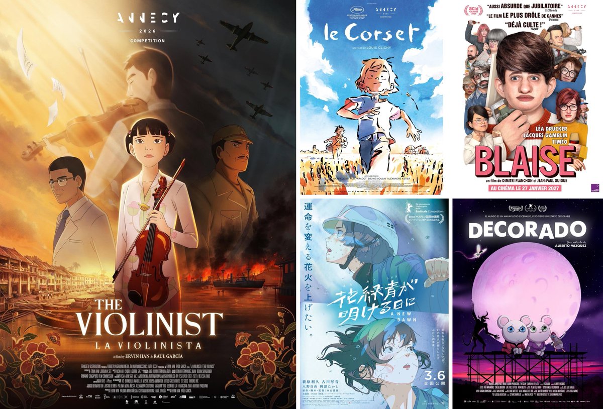 koiddon's tweet photo. アヌシー国際アニメーション映画祭2026受賞結果

長編クリスタル(グランプリ)『The Violinist』
長編審査員賞、同観客賞『Iron Boy(Le Corset)』
コントルシャングランプリ『Blaise』
コントルシャン審査員賞『花緑青が明ける日に』
ポール・グリモー賞(監督賞)『Decorado』

おめでとうございます！ https://t.co/hZLHu0Sgsh