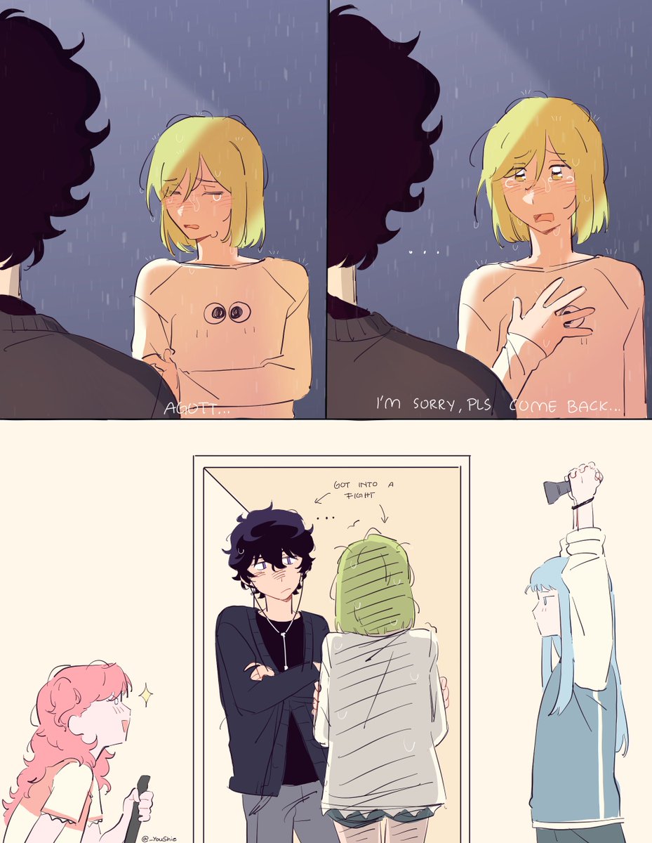_YouShie's tweet photo. modern au #arkco 
the girlies got into a fight https://t.co/AlKrwiV1mK