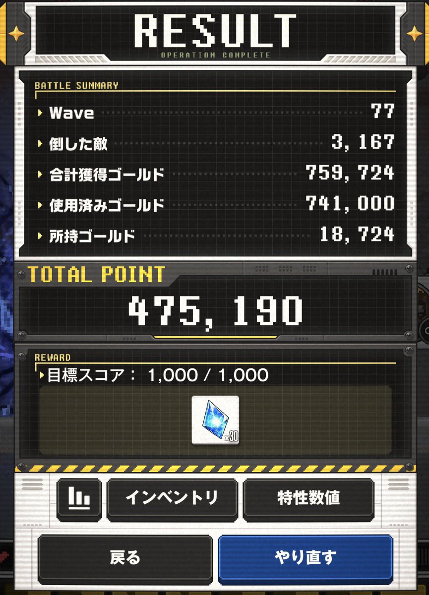 CBaggKMK's tweet photo. 意外や意外。
消化試合的に適当に組んだハンドガン+ショットガン+手榴弾ビルドでwave77まで行った。
弾幕多くて見た目的にも楽しかった😊

#NIKKE https://t.co/gWbtCm9AdA