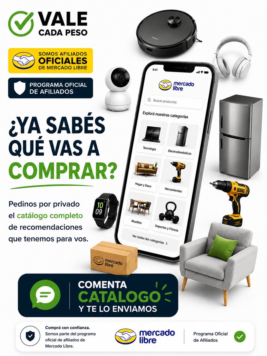 DszMarketing's tweet photo. 🛒 ¿Todavía no encontraste el producto ideal? 

🟢 Comenta "Catalogo" y te enviamos el catálogo completo❗
**Somos Afiliados Oficiales de Mercado Libre Argentina. 🚀** https://t.co/bSxx2Rl6be