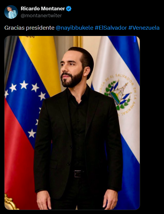 endesarrollo_sv's tweet photo. El cantautor Ricardo Montaner agradece al #PresidenteBukele el envío de ayuda humanitaria a Venezuela.
Montaner también agradece a otras naciones la mano solidaria en estos momentos difíciles para los venezolanos. https://t.co/VPY9jMK1d8