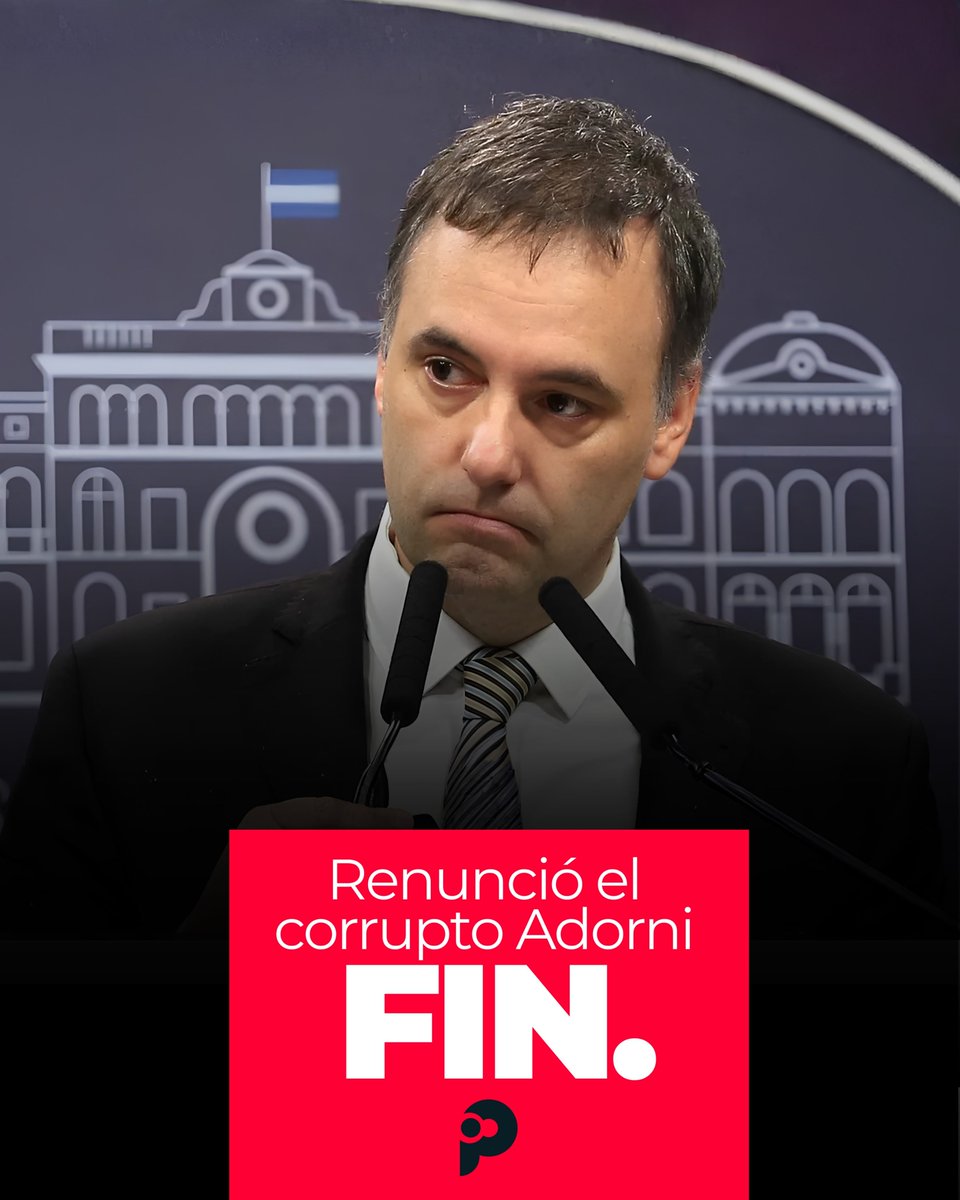 PeriodismoDeIzq's tweet photo. ⭕️ #Ahora Renunció Adorni como Jefe de Gabinete después de todas las denuncias de corrupción. https://t.co/Q8LzCzXz0z