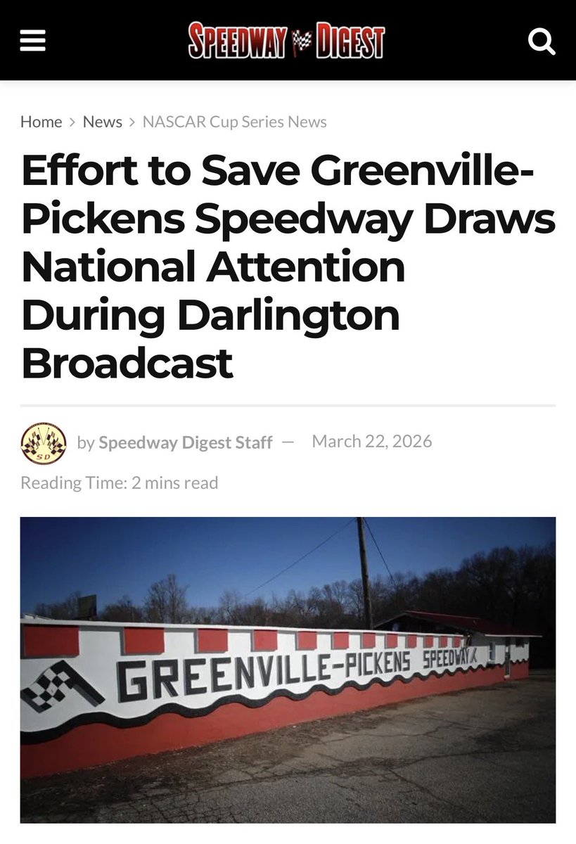 GPSspeedway1's tweet photo. The fights been worth it .  All that’s left now is to secure the rest of the funding needed to purchase the track and start restoration. Please help us make this happen by liking this post and reposting 🏁#savegps @NASCAR @NASCARONFOX @foxcarolinanews https://t.co/fqaYCZv2nS