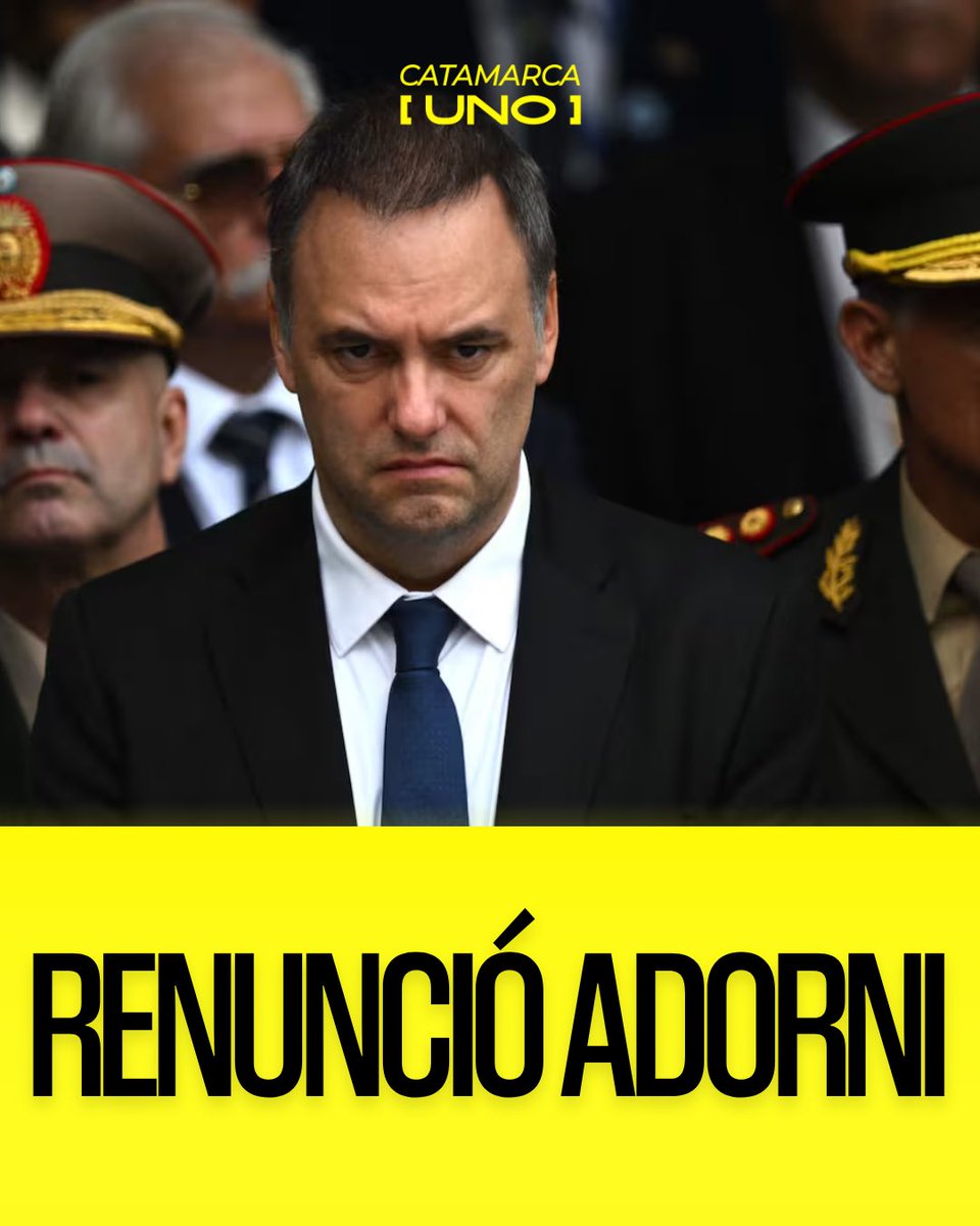 catamarcauno's tweet photo. 🗣️ @madorni “Hoy me voy a dormir en absoluta paz conmigo mismo y con lo hecho por el país”.

Manuel Adorni confirmó su renuncia como jefe de Gabinete de la Nación. El también exvocero presidencial publicó una carta en sus redes sociales dirigida a Javier Milei y Karina Milei. https://t.co/THnkUt3pLy