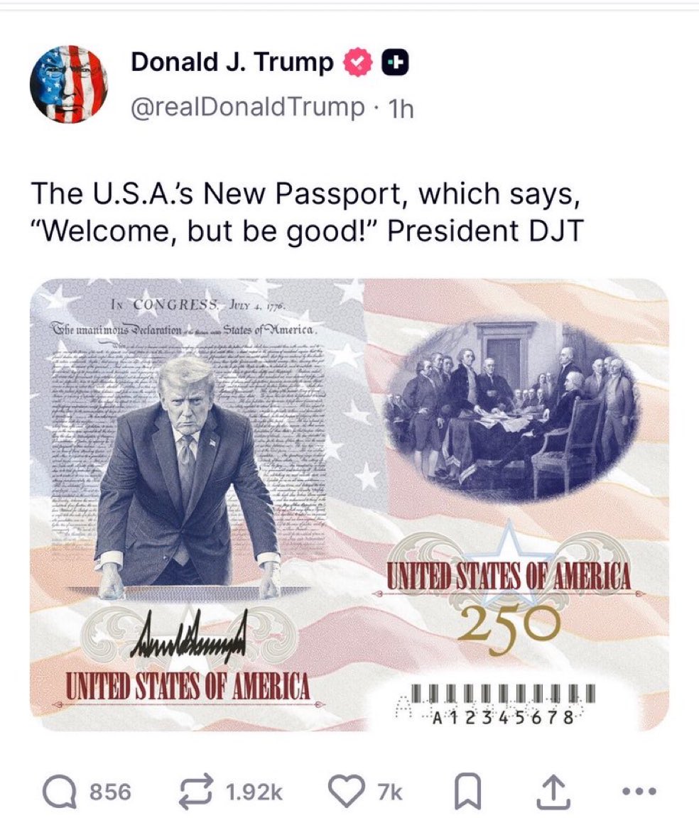 SeeAreEff's tweet photo. Our president is a moron. Passports are for US to visit other countries. Why in the world does it say. "Welcome, but be good" . That would be for visas and green cards... But that's what you get when you elect a narcissistic moron. https://t.co/cQAg3xjurc