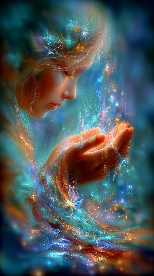 bionicanadian's tweet photo. Honey drops hang,
Enchanted whispers in twilight,
A horizon new blue,
Sacred in her hands.

#bionicanadian
@bionicanadian 
#13thwordsmith used my prompt and pic https://t.co/CjbmMFvfST