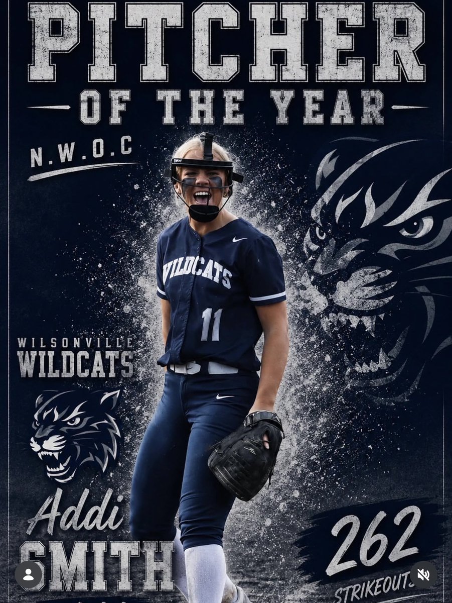 AddiSsoftball's tweet photo. | Sophomore Year Accolades |

• OSAA 5A State Pitcher of the Year
• OSAA 5A First Team All State
• Runner Up State Champions
• NWOC Pitcher of the Year
• First Team All League 
• Led all of 5A & 6A in season Strikeouts

I'm incredibly thankful for all of the accolades I was fortunate enough to receive this season. Butnone of them would have been possible without the people who supported me along the way. Thank you to my coaches, teammates, and family for believing in me, pushing me to be better every day, and celebrating every success with me. I'm so grateful for everything we accomplished together.

2028 RHP Addi Smith | Uncommitted | Wilsonville HS | SOAR 18U Premier
#SoftballRecruiting #CollegeSoftball #Fastpitch #2028Grad #Pitcher

@ExtraInningSB @SoftballRecruit 
@FastpitchFilms @sballrecruiting 
@Best4Recruiting @SoftballRecruit
@D1Softball @dugout_softball 
@CoastRecruitsSB @SBRRetweets @recruitsoftball