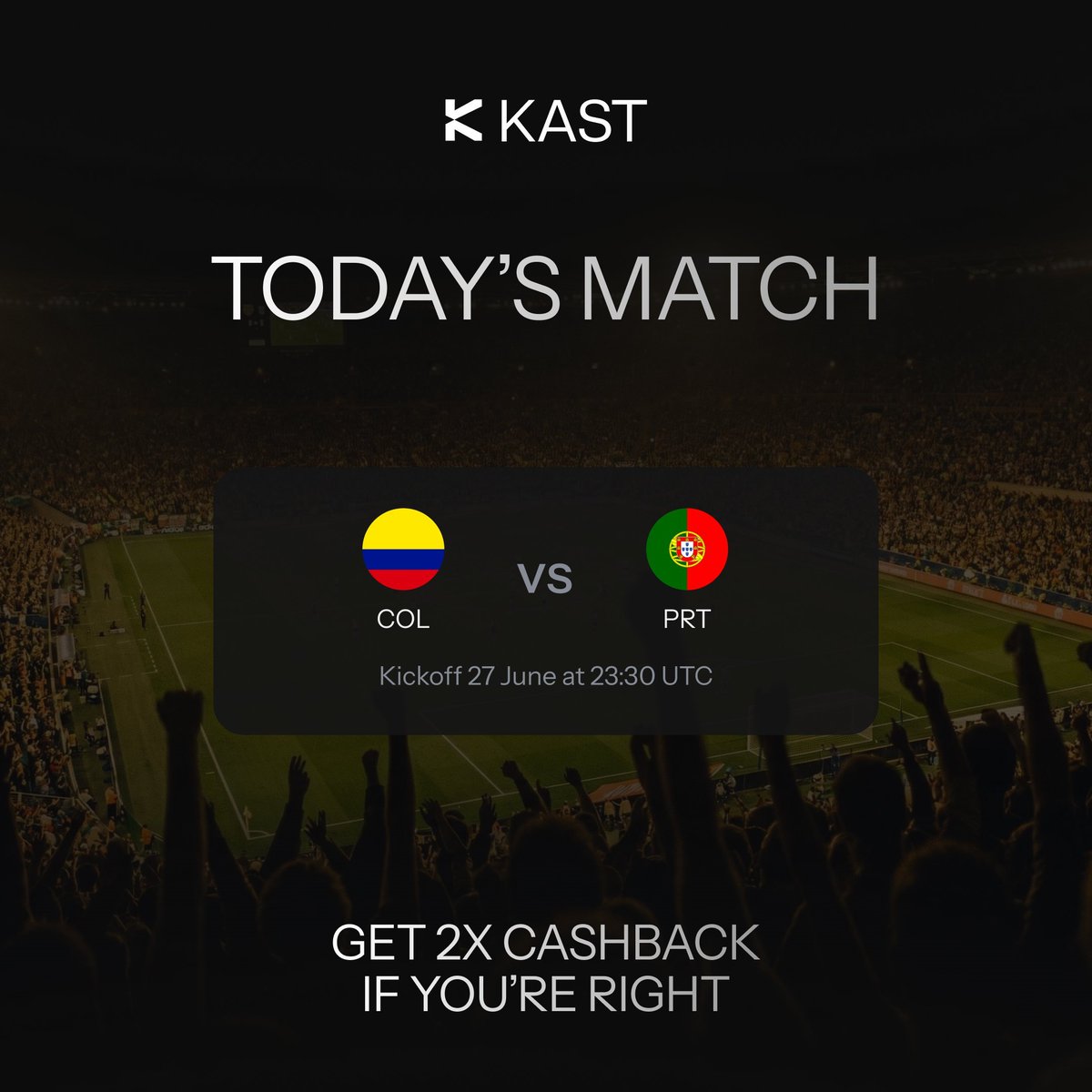 ronitcryptoOG's tweet photo. Are you supporting Portugal?

If Portugal gets the job done, that's another 24 hours of 2× cashback with @KASTxyz 

Come on lads... don't ruin my streak. 😂

One more win and i am making it 2 correct picks in a row! ✅🔥

#KAST #Portugal #CR7 #WorldCup @Coleta_Cripto

@Camilee_KAST

#fifalive