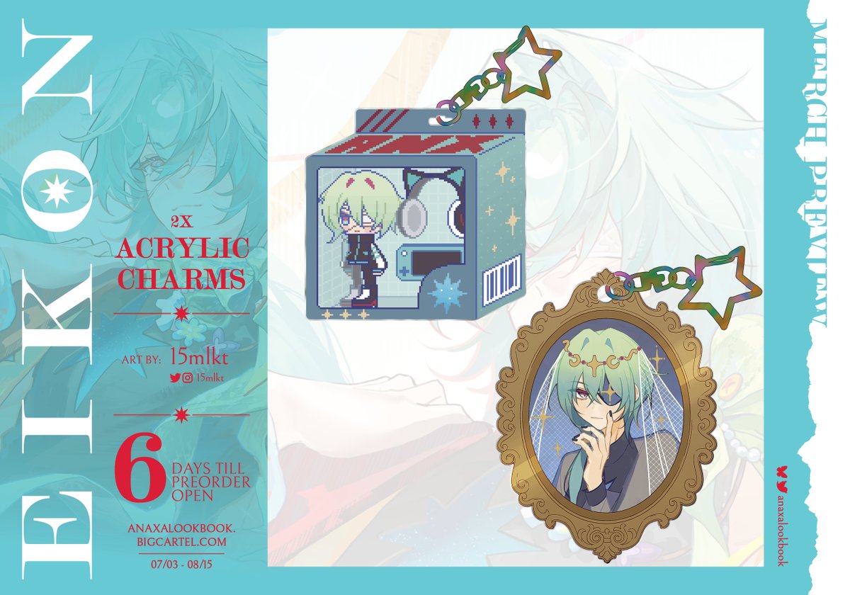 AnaxaLookbook's tweet photo. Whatever your aesthetic, we're sure to have something to your taste. Our acrylic charms are designed with @15mlkt 's keen eye.

Pre orders for EIKON Anaxa Lookbook open July 3 at 8PM EDT.

#HSR #Anaxa https://t.co/bRV5OvM1Yl