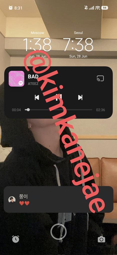 kimkanejae's tweet photo. Sunday 28
1:38-1:40 AM MSK
7:38-7:40 AM KST

SPOTIFY 🎧

#ATEEZ #에이티즈
#GOLDENHOUR #GOLDENHOUR_Part5 #BAD #BAD에_빠져_허우적대 https://t.co/QLTlQjKASP