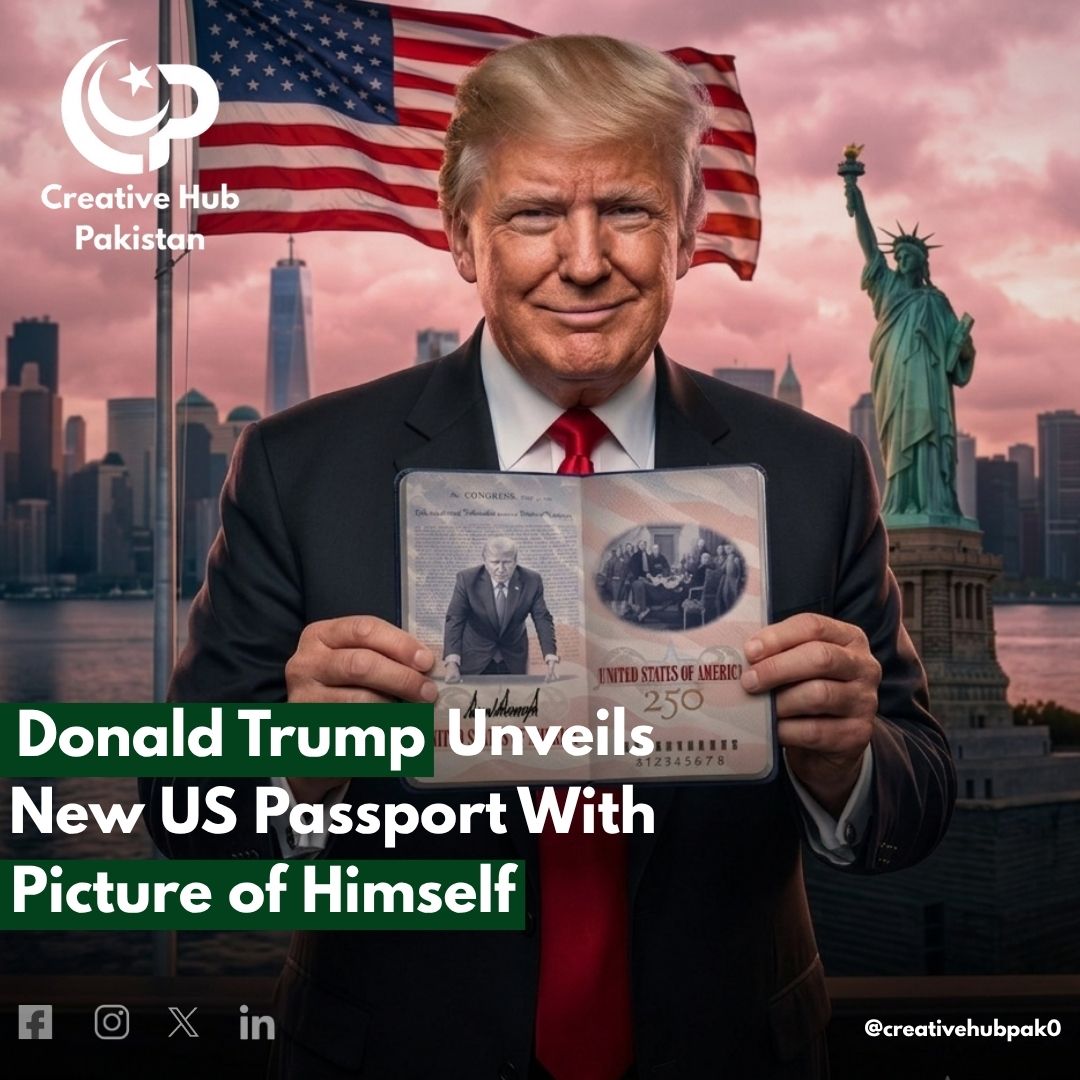 creativehubpak0's tweet photo. US President Donald Trump has revealed a limited-edition passport to commemorate the 250th anniversary of American independence
#DonaldTrump #USPassport #PatriotPassport #USA250 #UnitedStates #DeclarationOfIndependence #CreativeHubPakistan https://t.co/stfwuzjYqm