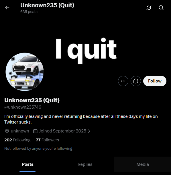 Qwarzuist's tweet photo. @unknown235746 THE DUDE THAT JERKS OFF TO CARS QUIT! https://t.co/ILMRMCGvWH
