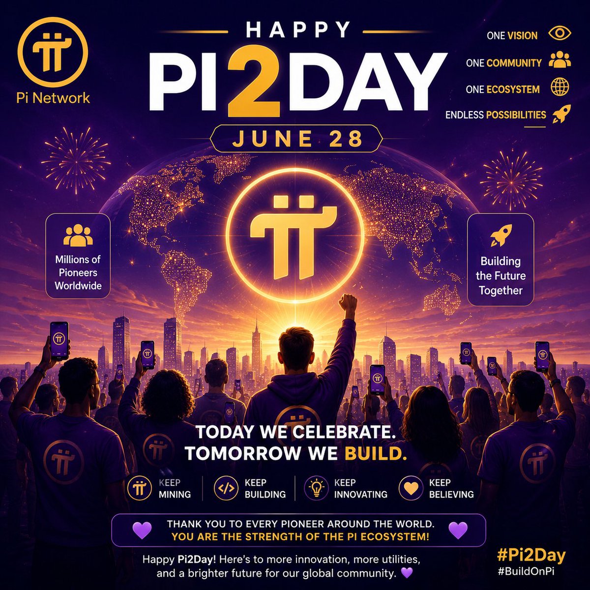 efeblissai's tweet photo. 🎉 Happy #Pi2Day, Pioneers! 💜

Today isn't just another date, it's a celebration of vision, innovation, and the global community building the future together.

Every mining session, every app built, every line of code, every idea shared, and every pioneer who continues to believe contributes to something bigger than ourselves.

As a builder, I'm inspired to keep developing utility through projects like @EfeNexus, @EfeBuild, @efePiSwap, @efeStrategy, @EfePiCrew, @HouseOfEfeBliss, and many more that empower the Pi ecosystem.

To every pioneer: keep mining, keep learning, keep building, and keep believing. The strongest ecosystems are created by people who stay committed through every stage of the journey.

Happy Pi2Day! Here's to more innovation, more utility, and a brighter future for our global community. 🚀💜