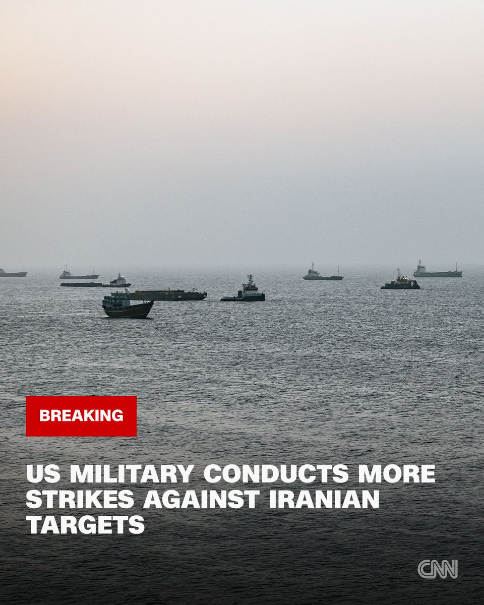 CNN's tweet photo. The US military launched more strikes on Iranian sites around the Strait of Hormuz, saying they came in response to "continued Iranian aggression." Back-and-forth developments in the key waterway are casting further strain on the initial US-Iran agreement, which outlined plans to restore normal marine traffic in the strait. https://t.co/bPmQ3Z5w0D