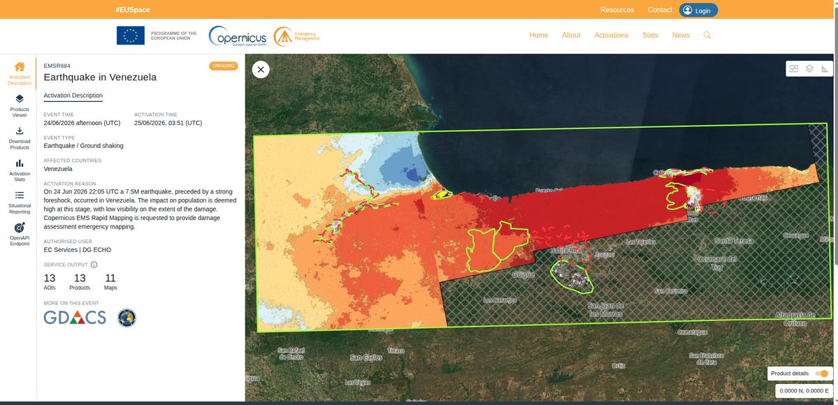 vivesweb's tweet photo. Artículo explicando el funcionamiento del sistema @CopernicusEMS, encargado de monitorizar via satélite los daños de los edificios del #terremoto duplo de #venezuela. 👇

https://t.co/U91eRCW3AQ https://t.co/qvboM9XQRu