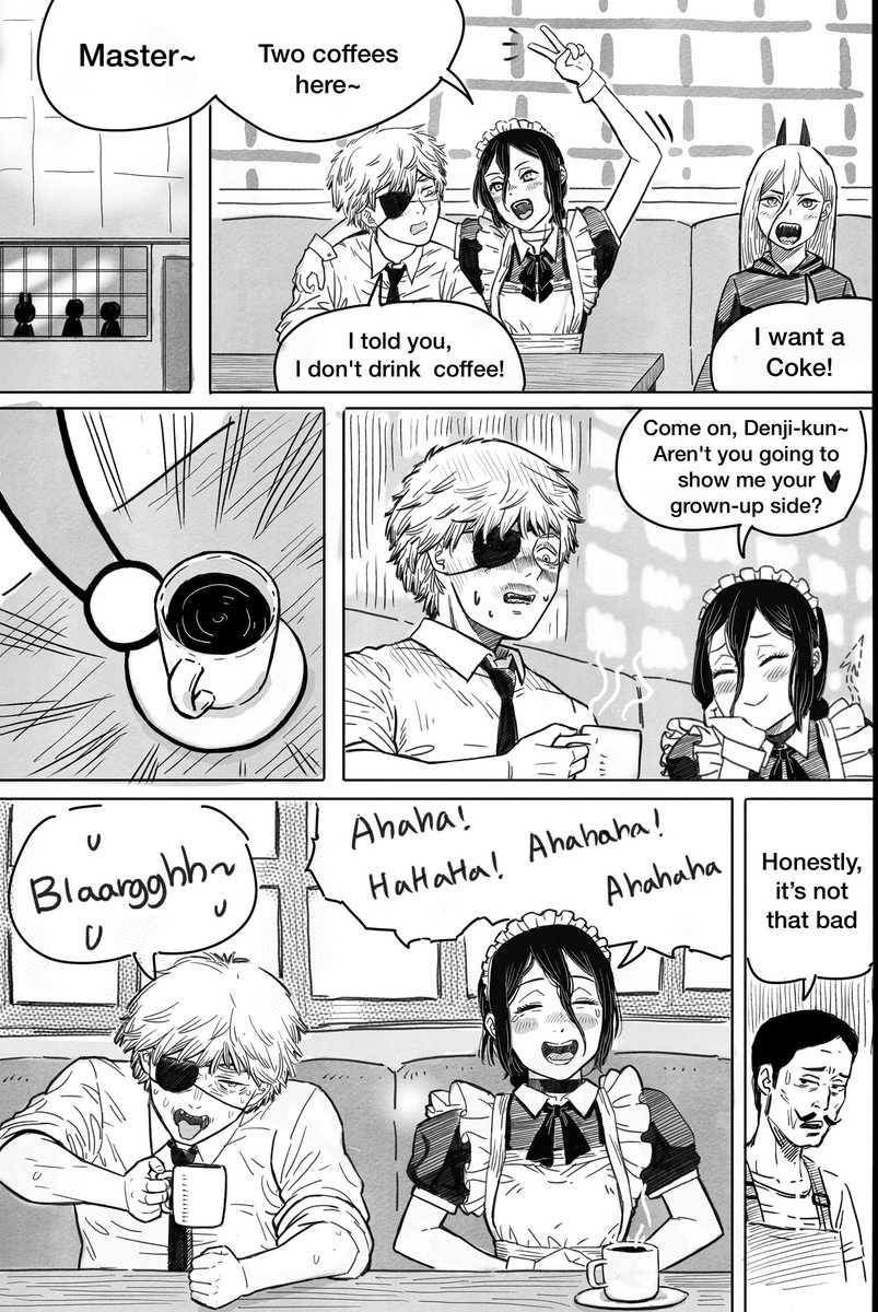 kkyong155426's tweet photo. “Adult taste" 
A comic about Denji and Reze drinking coffee https://t.co/d8bRpPn37d