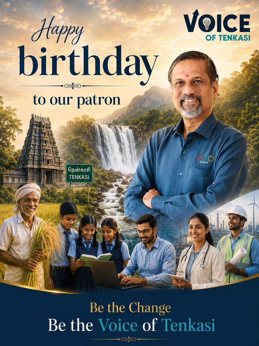 voiceofTenkasi's tweet photo. A visionary. A mentor. A guiding force behind our dreams.
On your special day, we celebrate your commitment to empowering communities and shaping a brighter future for Tenkasi.

Happy Birthday to our Patron @svembu avl!

Be the Change.
Be the Voice of Tenkasi. https://t.co/wz8In6eAMa