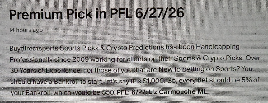 Buydirectsports's tweet photo. Another 1-0 day in #PFL #CashIt Sent to Clients Earlier! You Know we got the #Receipts👇 #X #GamblingX #CryptoX #SportsBetting #SportsGambling #TimeStamped #Proof #Documented 100% #Transparent Join:👉https://t.co/T3gNCZ54Sd https://t.co/US4BOWUwyC