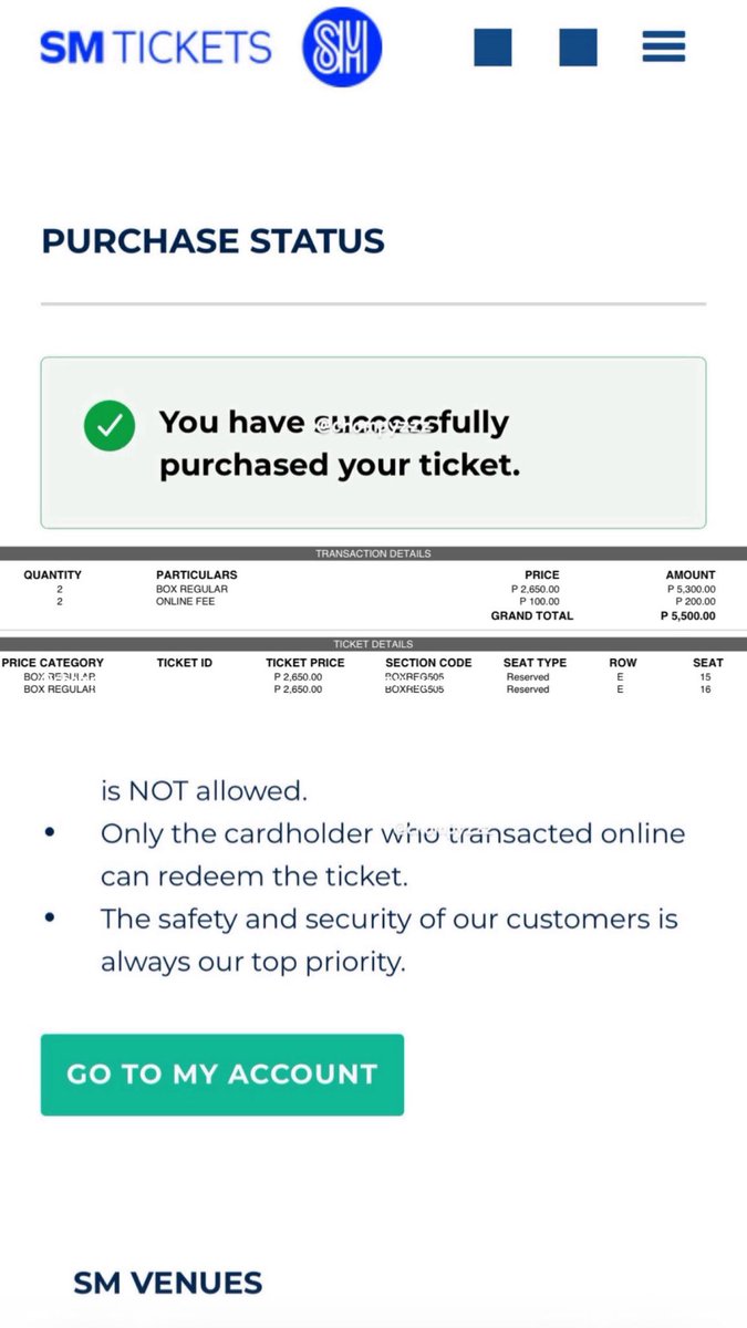 chompyzzz's tweet photo. WTS LFB  

rex orange county: exclusive asia show
- 2 Box Regular 
- Section 505, Row E, Seat 15-16
- SRP! Php 5500 for both

RFS: nag-error after payment tapos nag-secure ako ulit, nadoble 🥲

#RexOrangeCounty #RexOrangeCountyinMANILA https://t.co/zdd8EZs4Dn