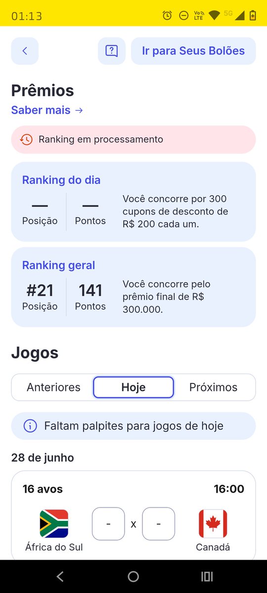 mikapiche's tweet photo. @MercadoLivre qndo faltava o último jogo de hj, tava com 33 pontos junto com 56 pessoas. O jogo acabou, sumiu. Aconteceu a mesma coisa no primeiro jogo do Brasil. Cravei 1x1, tava em primeiro e sumiu. Estou fazendo algo errado? https://t.co/rtHzoHpqJK